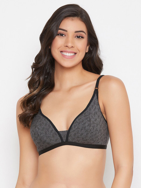 

Clovia Grey & Black Printed Non-Wired Non Padded Everyday Bra BR0856A0532B-Grey, Black
