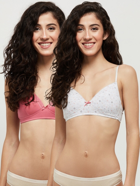 

max Women Pack of 2 Grey & Pink Printed Bra SU21TNPD02GREY-GREY