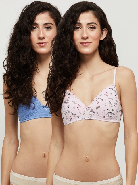 

max Women Pack of 2 Pink & Blue Printed Bra SU21TNPD01PINK-PINK