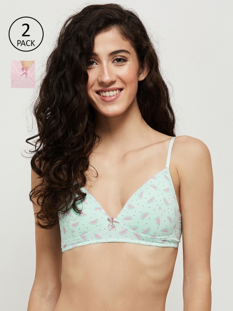 

max Women Pack of 2 Green & Pink Printed Bra SU21TNPD03GREEN-GREEN