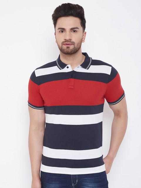 

Austin wood Men Red Colourblocked Cotton Polo Collar T-shirt