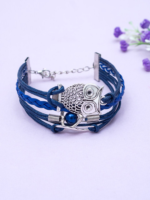 

Golden Peacock Blue & Silver-Toned Multistrand Bracelet