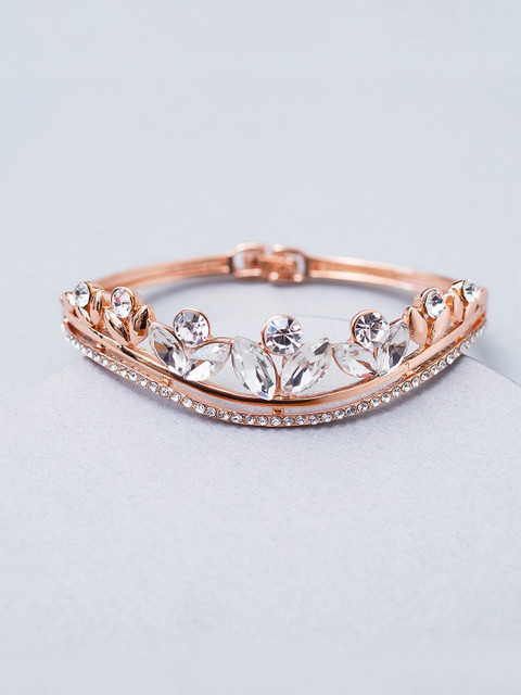 

Golden Peacock Rose Gold CZ Studded Bangle-Style