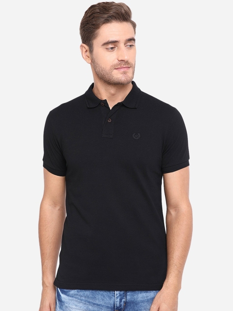 

Greenfibre Men Black Solid Polo Collar T-shirt