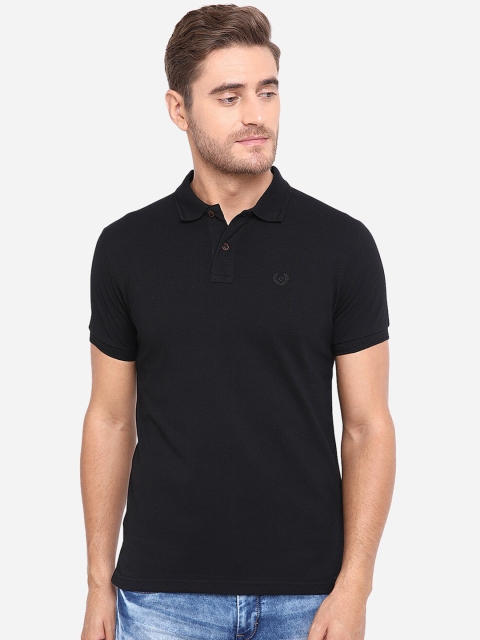 

Greenfibre Men Black Solid Polo Collar T-shirt