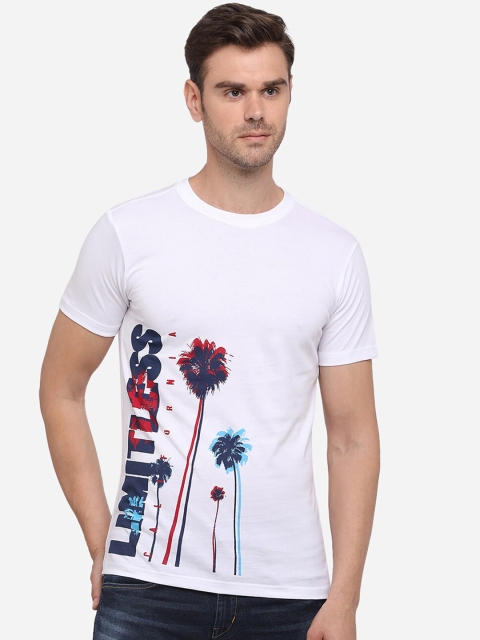 

Greenfibre Men White Printed Round Neck T-shirt