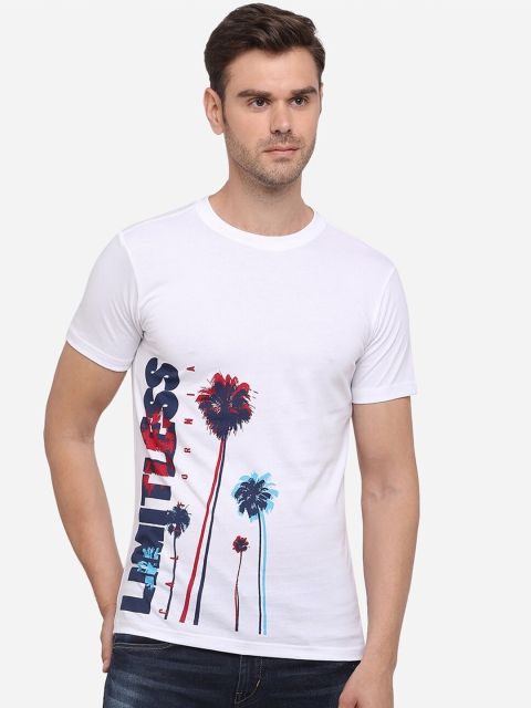 

Greenfibre Men White Printed Round Neck T-shirt