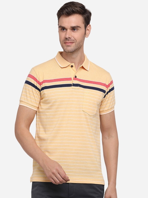 

Greenfibre Men Yellow Striped Polo Collar T-shirt