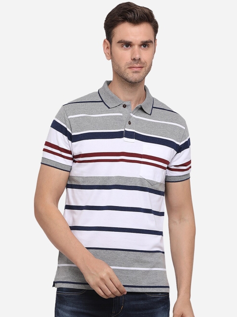 

Greenfibre Men Grey Melange Colourblocked Polo Collar T-shirt