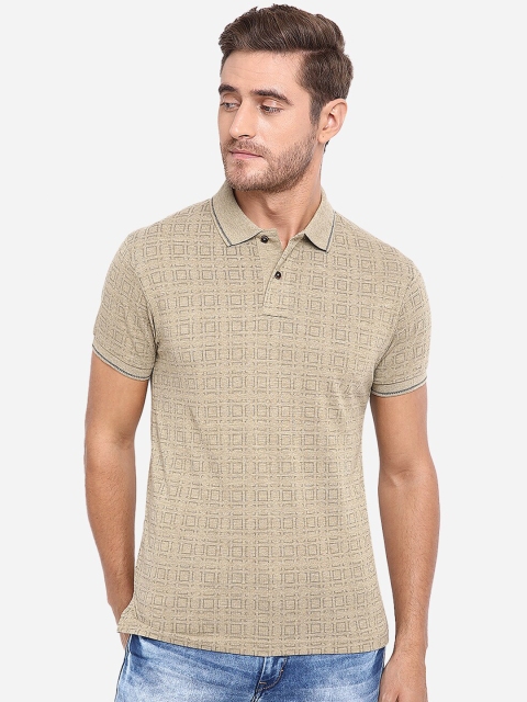 

Greenfibre Men Beige Printed Polo Collar T-shirt