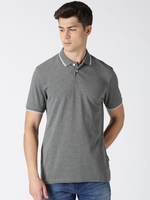 

Blue Saint Men Grey Solid Polo Collar T-shirt