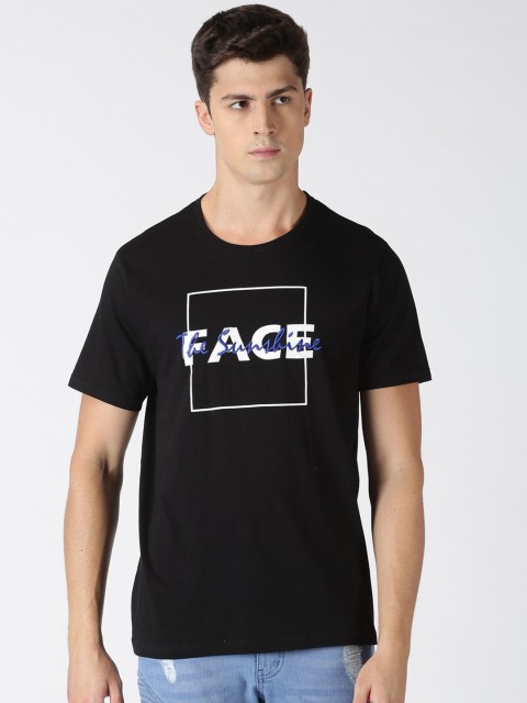 

Blue Saint Men Black Printed Round Neck Pure Cotton T-shirt