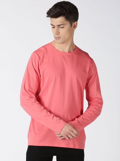 

Blue Saint Men Pink Solid Round Neck Pure Cotton T-shirt