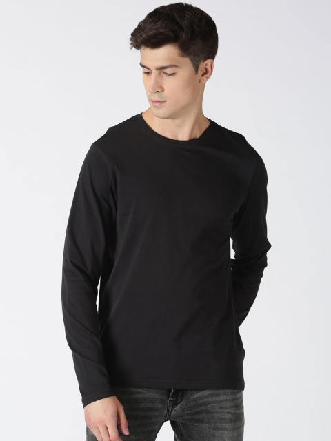 

Blue Saint Men Black Solid Round Neck Pure Cotton T-shirt