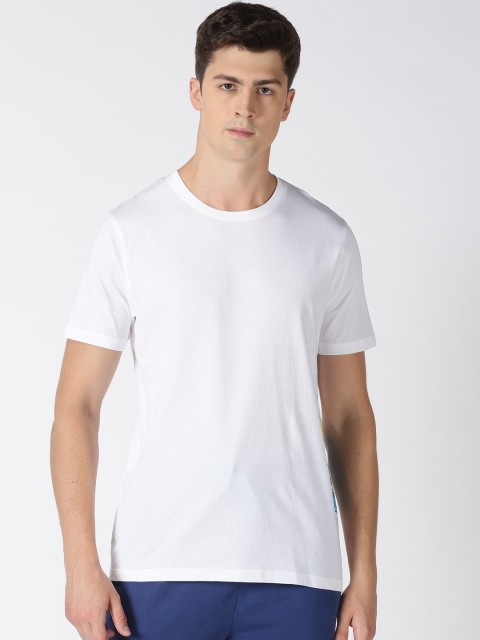 

Blue Saint Men White Solid Round Neck Pure Cotton T-shirt