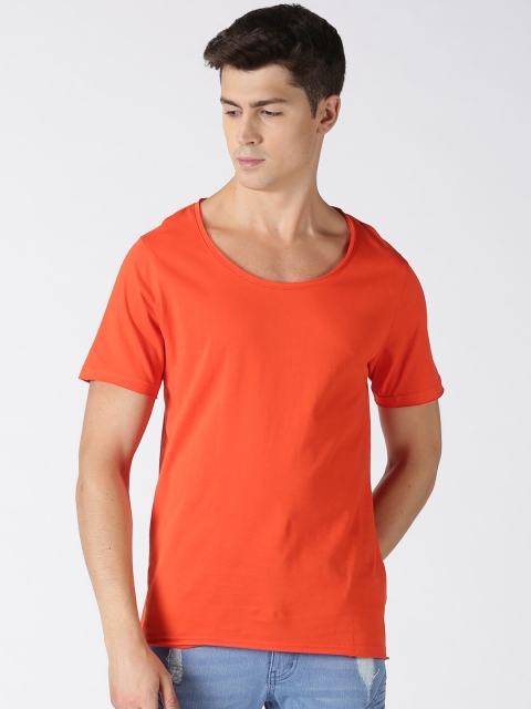 

Blue Saint Men Orange Solid Round Neck Pure Cotton T-shirt