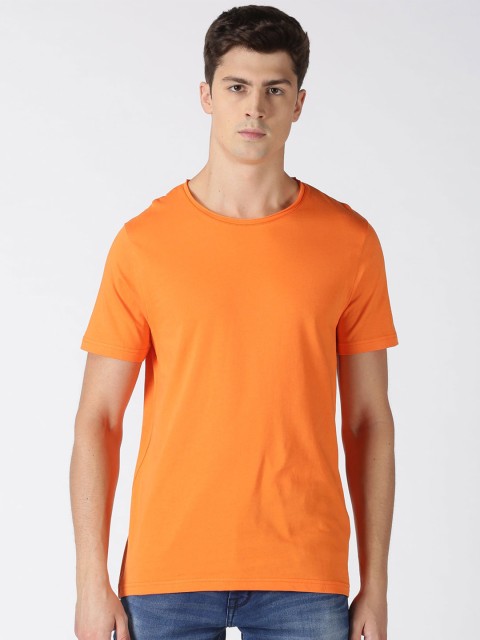 

Blue Saint Men Orange Solid Round Neck Cotton T-shirt