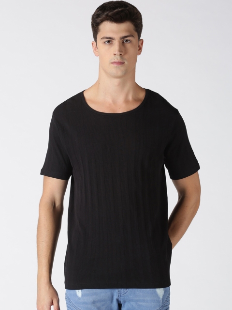 

Blue Saint Men Black Solid Round Neck Cotton T-shirt