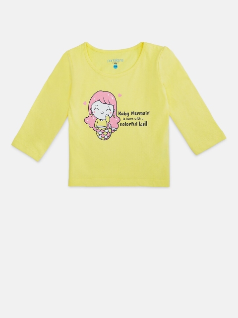

Pantaloons Infant Girls Yellow Printed Round Neck Cotton T-shirt