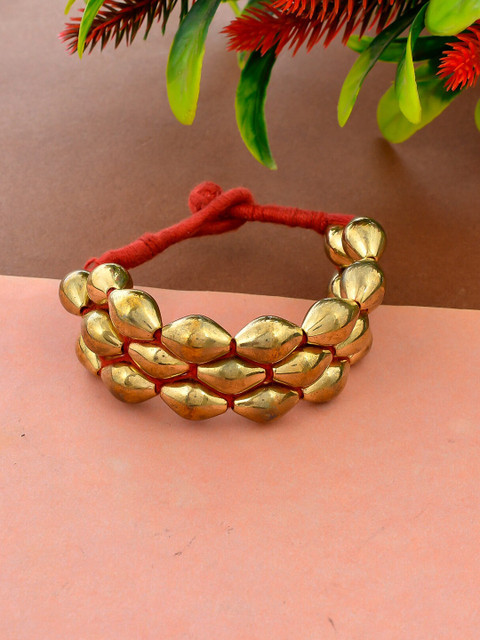 

Silvermerc Designs Women Gold Red Thread Pochi Bracelet