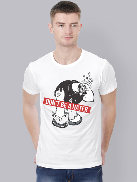 

Free Authority Men White Popeye Printed Round Neck Cotton T-shirt