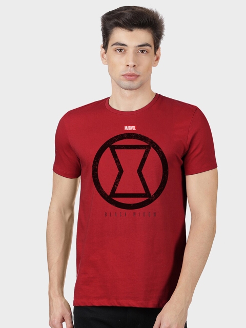 

Free Authority Men Red Black Widow Printed Round Neck Pure Cotton T-shirt