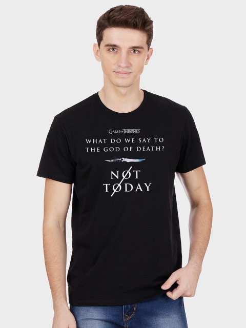 

Free Authority Men Black Game Of Thrones Print Round Neck Cotton T-shirt