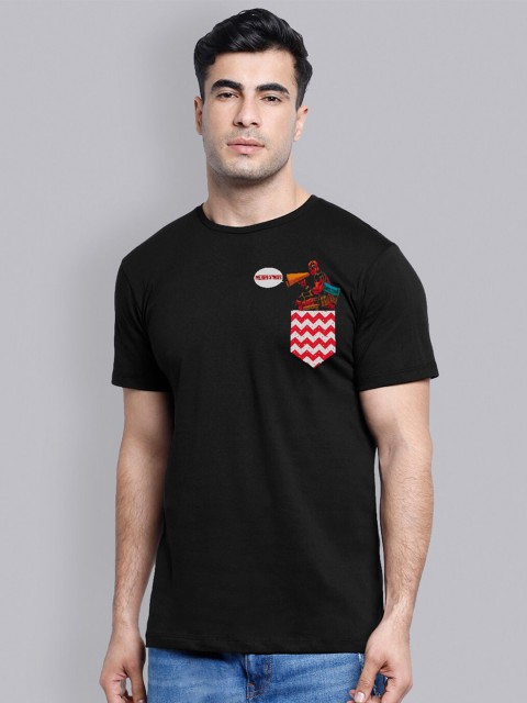 

Free Authority Men Black Deadpool Printed Pure Cotton T-shirt