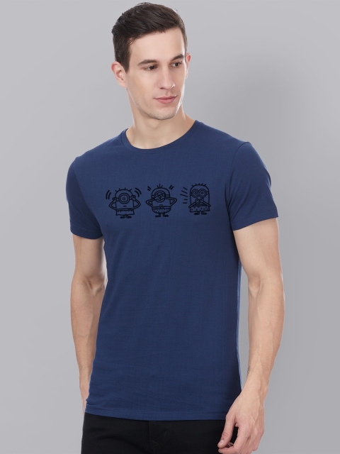 

Free Authority Men Blue Minions Printed Pure Cotton T-shirt