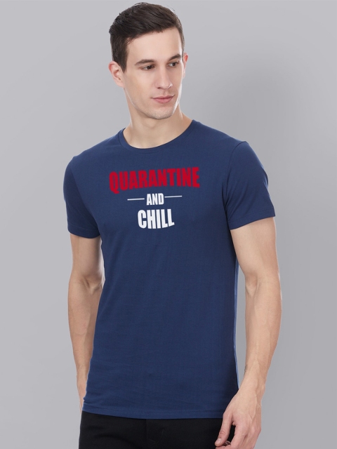 

Free Authority Men Blue Printed Round Neck Pure Cotton T-shirt