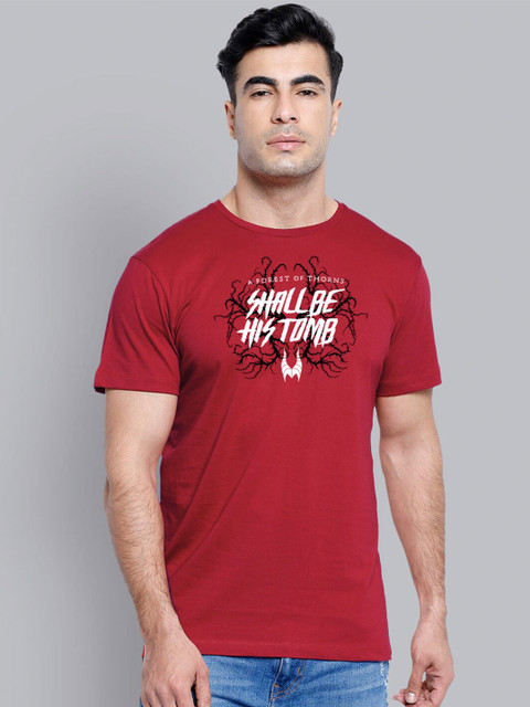 

Free Authority Men Red Maleficent Printed Round Neck Pure Cotton T-shirt