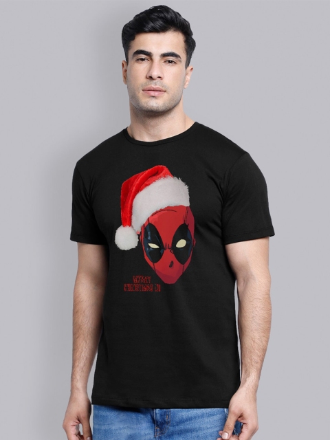 

Free Authority Men Black Deadpool Featured Printed Pure Cotton T-shirt