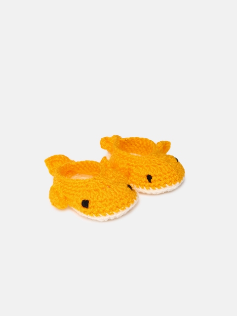 

Magic Needles Infants Yellow Handmade Knit Crochet Booties