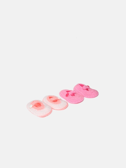 

Magic Needles Infant Girls Set Of 2 Handmade Crochet Booties, Pink