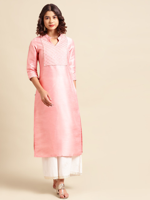 

Saadgi Women Pink Embellished Yoke Design Kurta