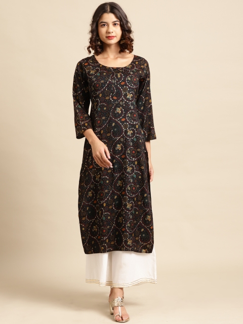 

Saadgi Women Black Pure Cotton Geometric Printed Kurta