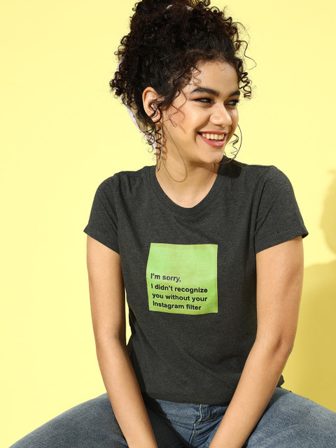 

Globus Women Grey Typography Talking Tee