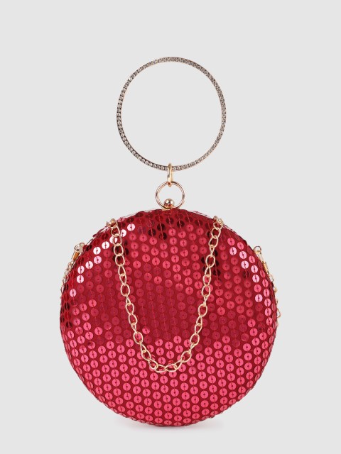 

Inddus Maroon Embellished Sequinned Round Bracelet Box Clutch
