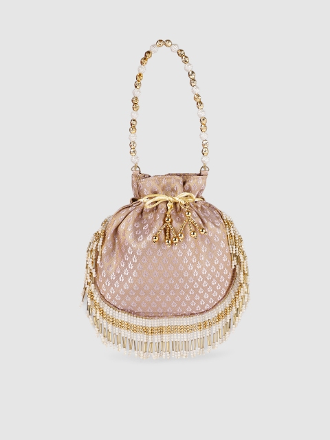 

Inddus Pink Embellished Tasselled Potli
