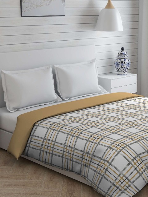 

Boutique Living India White & Mustard Checked AC Room 120 GSM Cotton Double Bed Comforter