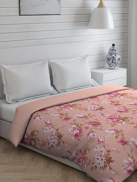 

Boutique Living India Peach-Coloured & Brown Floral AC Room 120 GSM Double Bed Comforter
