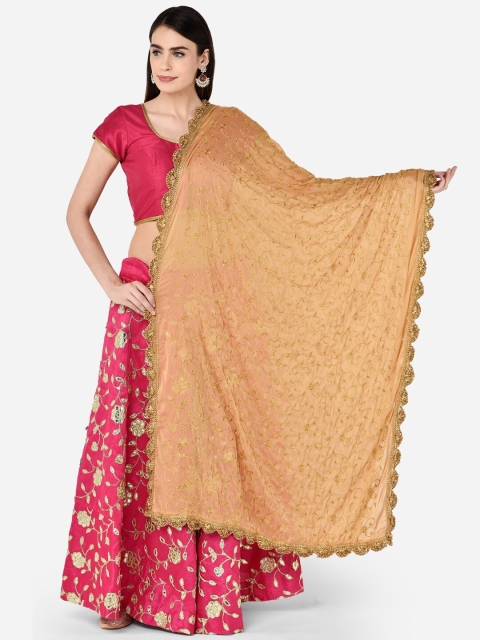 

Dupatta Bazaar Beige & Golden Chiffon Embroidered Dupatta