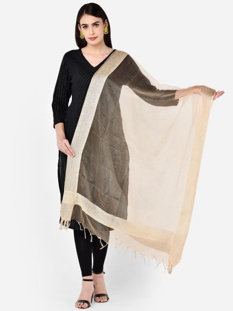 

Dupatta Bazaar Beige Solid Organza Jute Border Dupatta