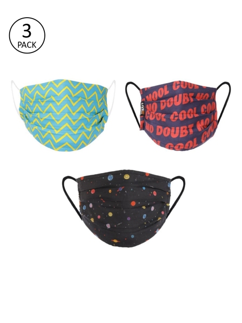 

LIVE IT SAFE Unisex Pack Of 3 Printed 4-Ply Reusable Cloth Masks With Nano Technology, Red