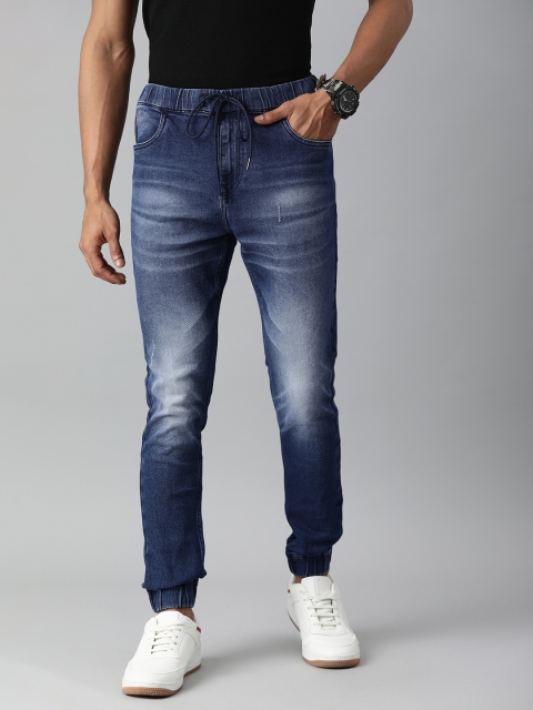 

WROGN Men Blue Jogger Heavy Fade Stretchable Jogger Jeans