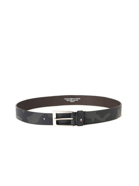 

Tommy Hilfiger Men Black & Olive Green Leather Printed Belt