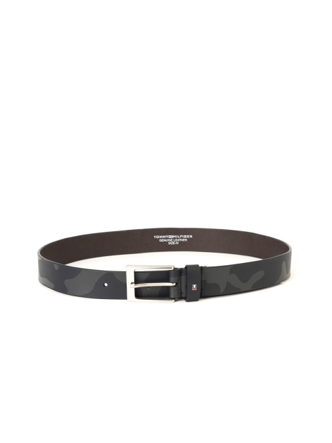 

Tommy Hilfiger Men Black & Olive Green Leather Printed Belt
