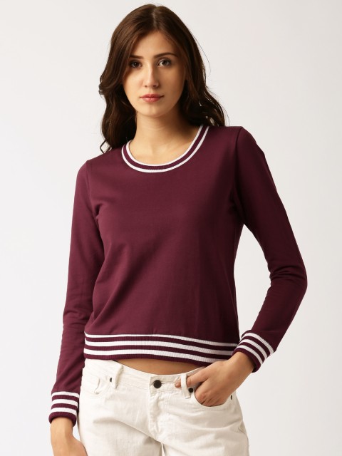 

DressBerry Women Burgundy Solid Pullover Sweatshirt