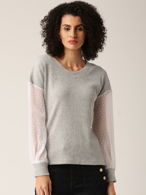 

DressBerry Women Grey Melange Solid Pullover Sweatshirt