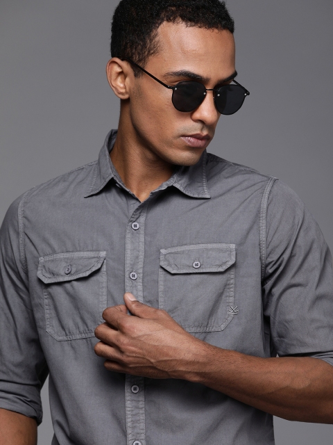 

WROGN Men Grey Slim Fit Casual Shirt